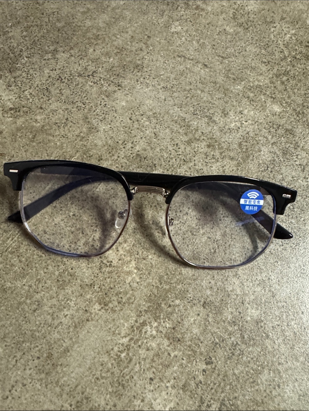 Source Unknown Black and Silver Men's Semi-Rimless Glasses